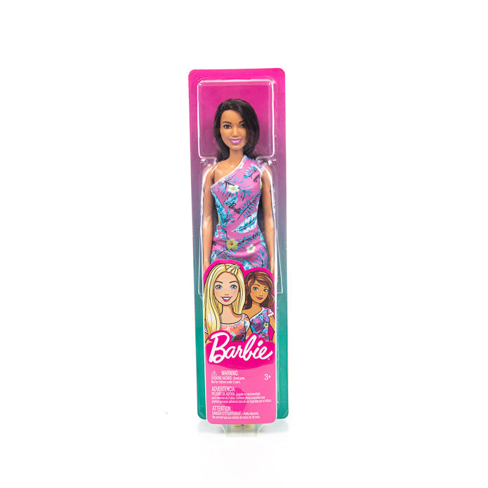 Barbie Flower Dresses - Brunette Hair in Tropical Flower Dress