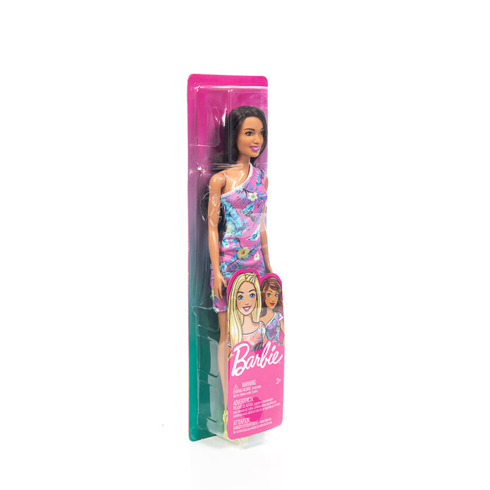 Barbie Flower Dresses - Brunette Hair in Tropical Flower Dress